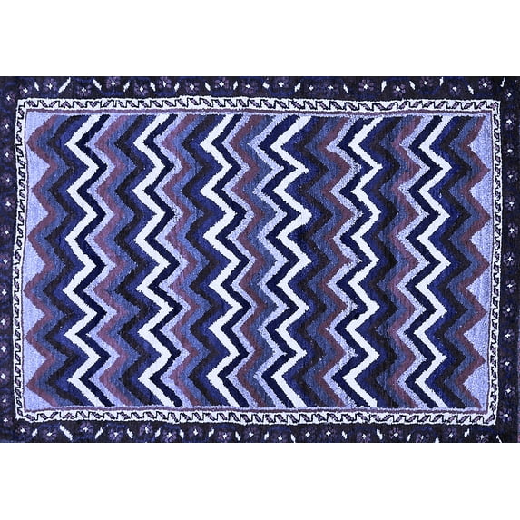 Ahgly Company Indoor Rectangle Abstract Blue Modern Area Rugs, 7' x 9'