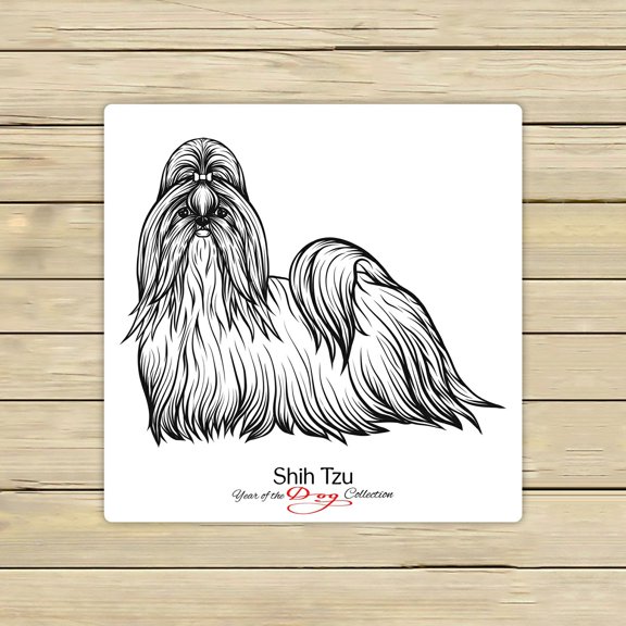 ECZJNT Shih Tzu Black and white graphic drawing of a dog Beach Bath Towels Shower Towel For Home Outdoor Travel 13x13 Inch