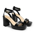 thumbnail image 6 of BURUDANI Women's Block Heel Sandals High Block Heels Chunky Dress Shoes BLACK-PU Size 8.5, 6 of 10