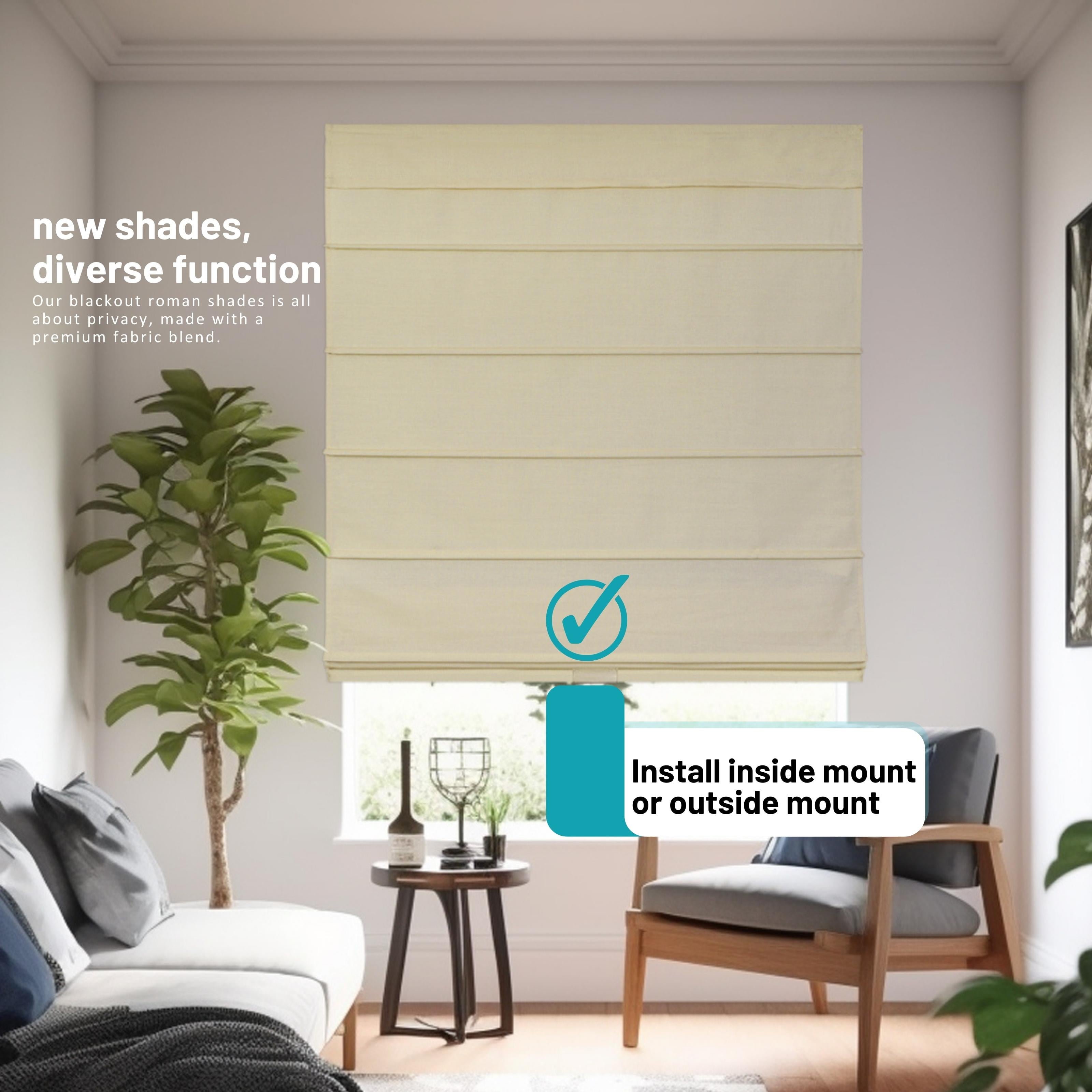 Chicology Cordless Roman Shades, Ivory (Blackout), 36"W X 64"H