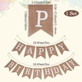 thumbnail image 2 of 2Pcs 1 Set White Happy Birthday Sign Birthday Flag Garland 5m Long Celebration Linen Rustic Hanging Bunting Flag Fabric Country Burlap Banner Letters for Party Wall Decoration Photo Backdrop White, 2 of 5