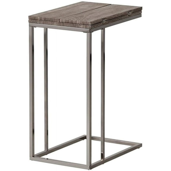 Bowery Hill Casual End Table in Weathered Gray and Black Nickel