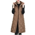 thumbnail image 2 of Fartey Womens Long Puffer Vest Winter Casual Sleeveless Full Zip Hooded Puffer Jacket Lightweight Solid Color Quilted Jacket Down Coats with Pockets XL, 2 of 8