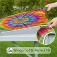 thumbnail image 6 of Colorful Rainbow Tie Dye Spiral Pattern Square Fitted Tablecloth with Elastic Edge,Square Table Cover,Washable Elastic Table Cover for Home Kitchen Party Decor 34"x34", 6 of 6