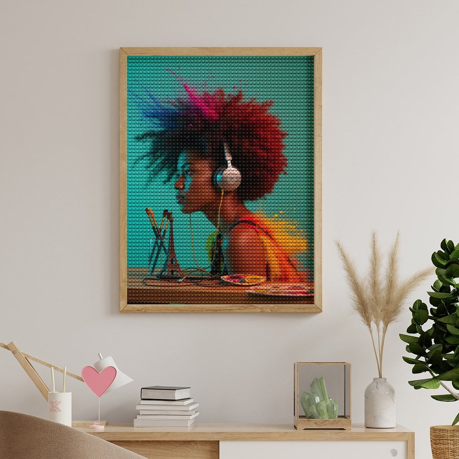 Diamond Art Kits for Adults - Creative Expression With Headphones 5d Diamond Painting for Adults, Diamond Art for Adults Beginners, Frameless Diamond Painting Kits for Adults for Home Wall Decor