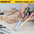 thumbnail image 4 of YOPTOP Set of 4 Professional Woodworking Chisels- Chrome Vanadium Steel  Polished & Oil Rubbed Finish  Durable Handle  Pre-Sharpened Wood Carving Tools,PVC transplant handle, 4 of 7