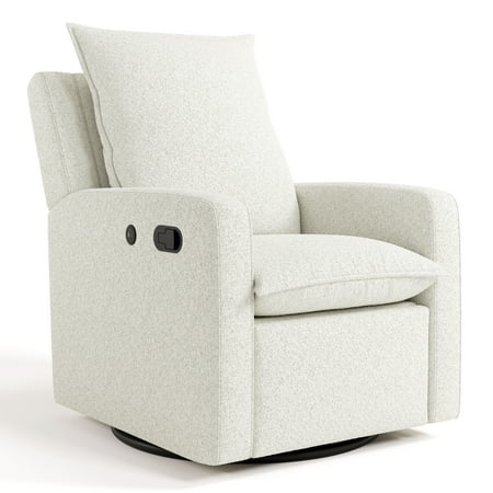 Storkcraft Timeless Upholstered Recline Glider with USB, Ivory Boucle