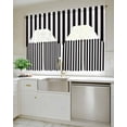thumbnail image 4 of Simple Black White Stripes Swag Valance and Tier Curtains 36'' Length Set, Modern Stripes Light Filtering Kitchen Curtains, Tier Curtain Valances for Bathroom/Living Room/Bedroom/Café, 4 of 6