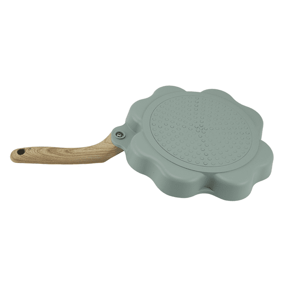 New Arrivals Heart Shape 4 Egg Frying Pan Four Leaf Nonstick Ceramic Mini Poacher Non Stick Aluminum Skillet Green