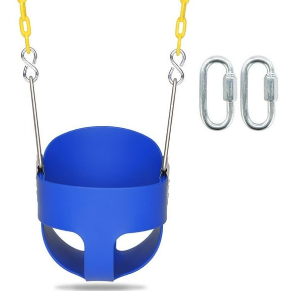Toddler Swing Set - Highback Full Bucket Swing - Blue - Outdoor Playground Swing - 150kg Capacity - Heavy Duty Galvanized Chain - for Ages 3 