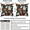 thumbnail image 4 of Halloween Pillow Covers 18x18 Set of 2 Cute Ghost Pumpkin Print Outdoor Decorative Throw Pillows Halloween Scary Themed Farmhouse Pillowcases Linen Cushion Case Decor for Home Sofa Couch Bed, 4 of 6