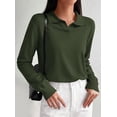 thumbnail image 4 of PRETTYGARDEN Womens Long Sleeve Collared Polo Sweater V Neck Knit Ribbed Business Casual Pullover Sweaters Fall Outfits, 4 of 8