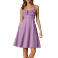 thumbnail image 1 of Vestido de verano con tirantes finos y corte en A para mujer: diseño elegante y ajustado, tejido elástico, adecuado para fiestas y ocasiones informales., 1 of 4