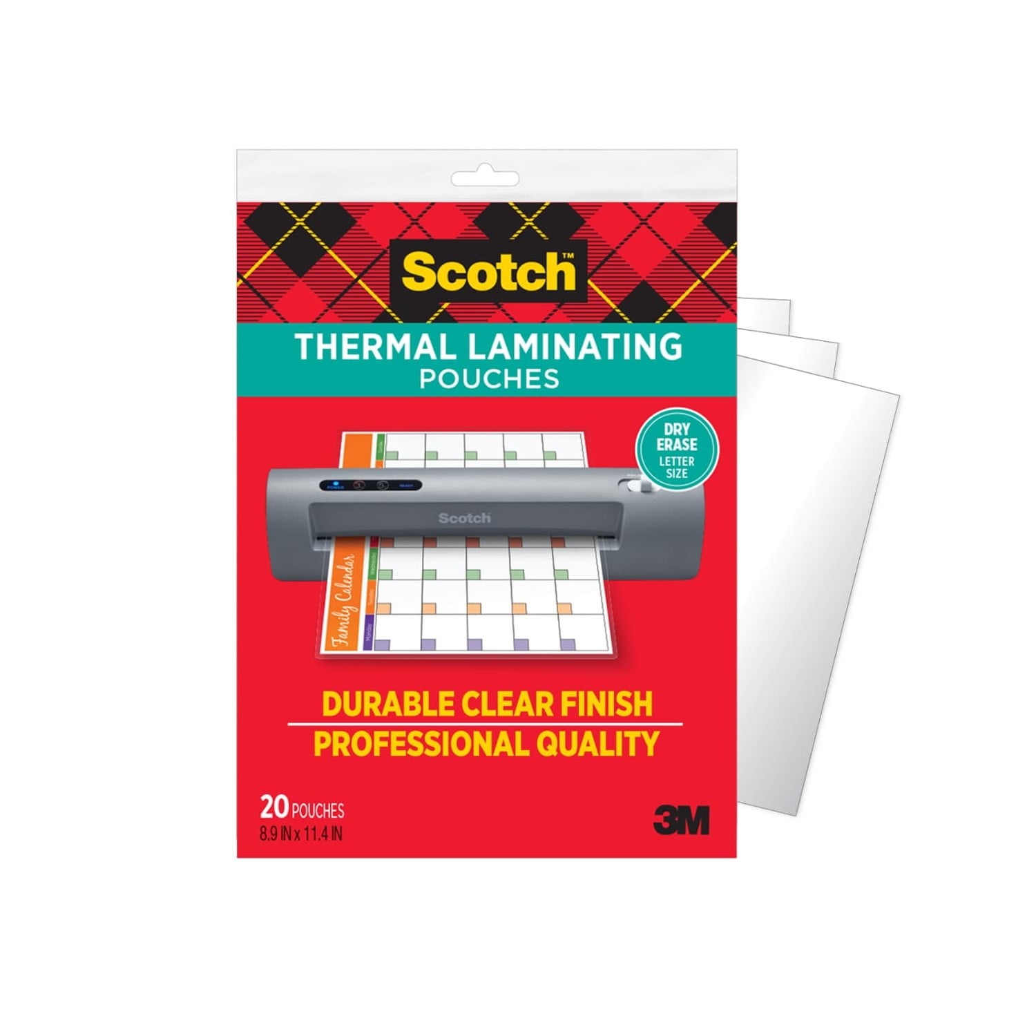 Scotch Dry Erase Thermal Laminating Pouches, Letter Size, 8.9 x 11.4 Inches, 3 Mil, 20 Count
