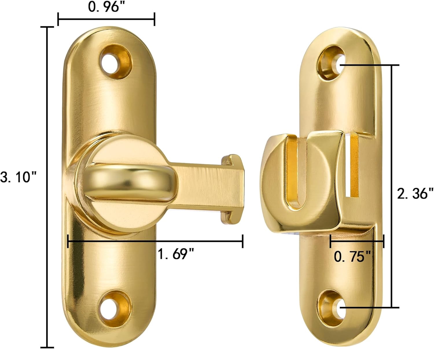 JJEAN-3 Packs Gold Barn Door Latches,90/180 Degree Gate Lock,Flip Gate Latches Hardware,Zinc Alloy Right Angle Door Lock Latch,Door Security Sliding Door Latch Lock for Cabinets,Bathroom
