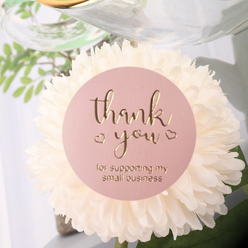 500pcs Thank You Stickers Seal Labels Pink 1inch Hot Gold Foil Paper Decoration✅