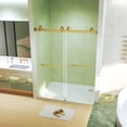thumbnail image 3 of 44-48" W x 74" H Frameless Double Sliding Shower Door, 5/16" Tempered Glass, Brushed Gold, 3 of 9