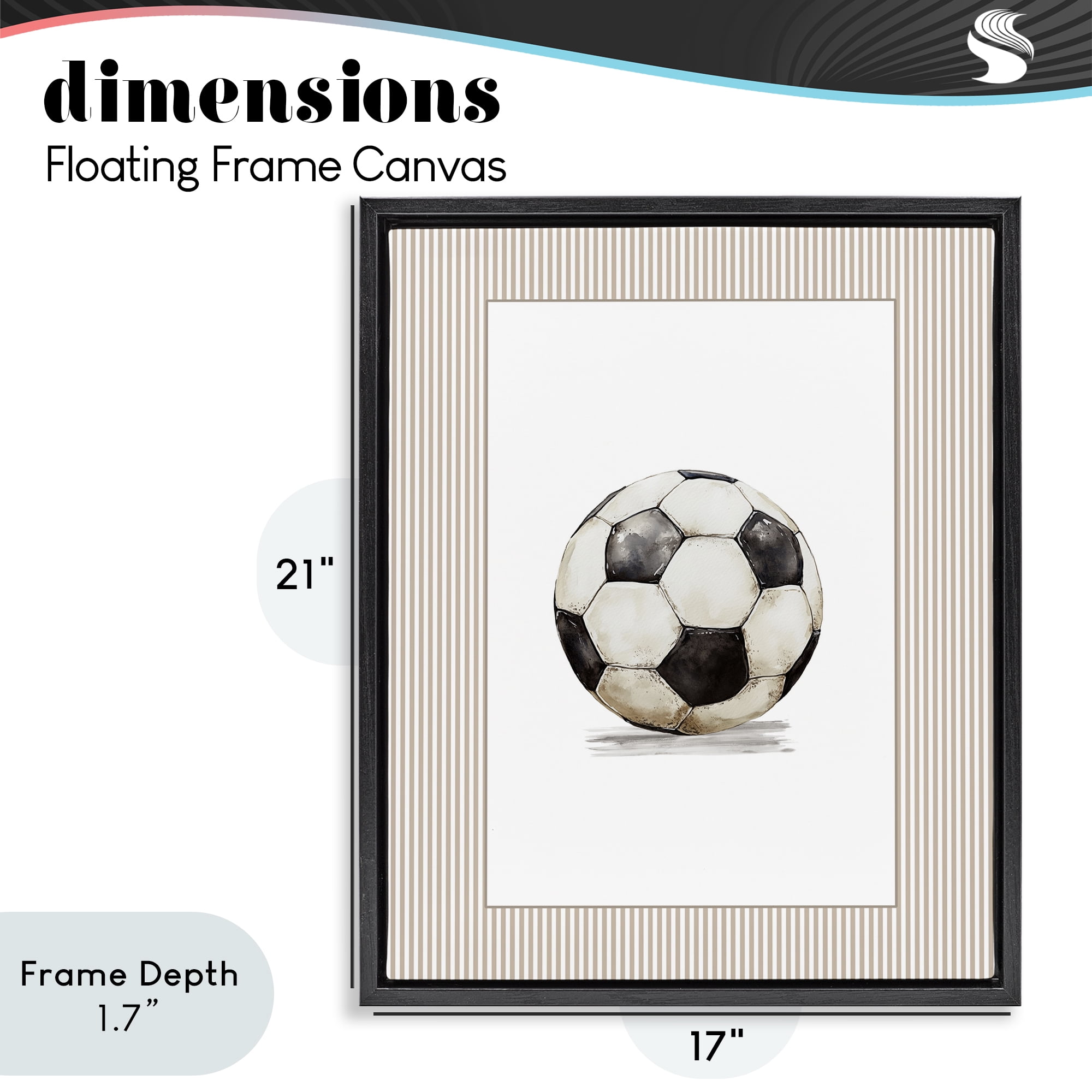 Stupell Industries Vintage Sports Soccer Ball Black Framed Floater Canvas Wall Art, design by Christine Simpson Art