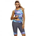 thumbnail image 1 of Maillots de Bain Tankini à Imprimé Color Block pour Femmes avec Capris de Bain,TG, 1 of 5