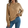 thumbnail image 2 of Women'S Crochet Sweaters Crew Neck Long Sleeve Cute Hollow Out Cotton Pullover Knit Tops Khaki S, 2 of 9
