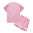 thumbnail image 3 of Gyratedream 4-14Y Child Girl Boy Silk Satin Pajamas Set,Short Sleeve Tops+Shorts Sleepwear Suit, 3 of 7
