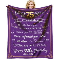 75th Birthday Gifts for Women Blanket, 75 Birthday Gifts for Mom or Wife, 1948 Birthday Gifts for Women, Gifts for 75 Year Old Woman, Cozy & Soft Flannel Throw Blanket 60x50 in, Purple