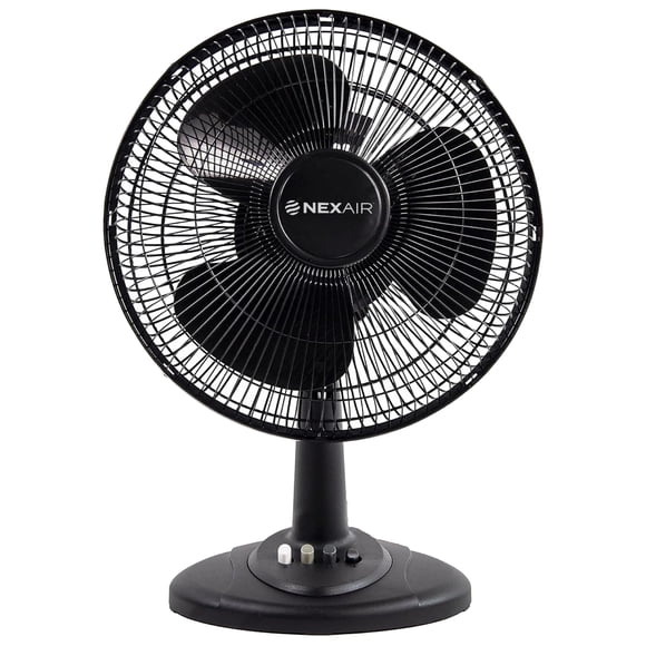 NEXAIR Ventilador de mesa oscilante de 12 pulgadas, 3 velocidades, con inclinación ajustable de 180° y prácticos controles de botón, ventilador de escritorio ideal para el hogar, dormitorio, dormitori