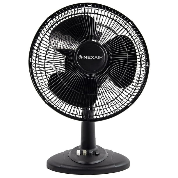 NEXAIR Ventilador de mesa oscilante de 12 pulgadas, 3 velocidades, con inclinación ajustable de 180° y prácticos controles de botón, ventilador de escritorio ideal para el hogar, dormitorio, dormitori