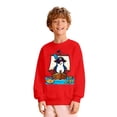 thumbnail image 2 of Girls Sweatshirt Kids Print Loose Fleece Crew Neck Hoodless Sweatshirt Long Sleeve Pullover Red 3-4 Years, 2 of 4