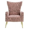 thumbnail image 2 of Accent Chair, Curved Tufted Accent Chair with Metal Gold Legs, Velvet Upholstered Arm Club Leisure Modern Chair for Living Room Bedroom Patio, Mid-Century Comfy Reading Chair, Pink, 2 of 7