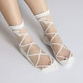 thumbnail image 5 of PTSPLLMY Sox Womens Girls Sheer Socks Mesh Lace Crew Socks Transparent See Through Ultra Thin Silk Nylon Dress Socks, 5 of 8