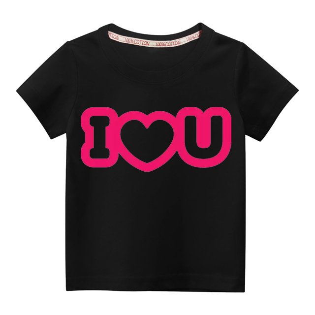 Pisexur Mode Mignon pour Tout-Petits Garçons Filles Couleur Unie Col Rond Saint-Valentin Imprimé Cœur Manches Courtes
