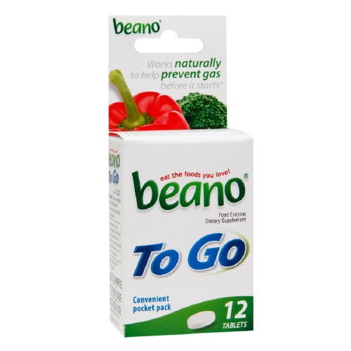 Beano To Go Food Enzyme Dietary Supplement Tablets 12 Ea, 2 Pack