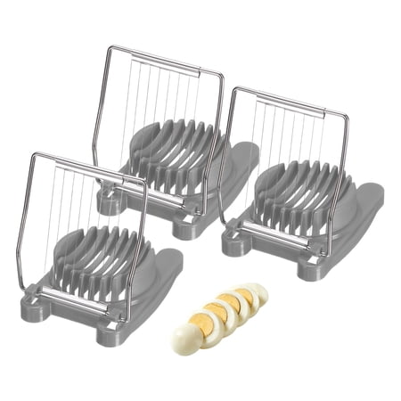 Uxcell 3 Pack Egg Slicer for Hard Boiled Eggs Heavy Duty Stainless Steel Wire Multipurpose Egg Slicer Fruit Cutter Small Portable Eggs Peeler Tool for Strawberry Tomato Gray