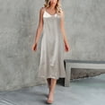thumbnail image 2 of Kureaily Women Solid Dress Sleeveless Strap V Neck Dress Loose Dress Home Nightdress Nightshirt Soft Pajamas, 2 of 5
