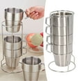 thumbnail image 1 of Taza de Campamento de Acero inoxidable, Taza de Campamento apilable de Doble Capa Conjunto de 4 Piezas Con Soporte para Montañismo, 1 of 7