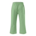 thumbnail image 4 of RUTAYY Children Girls' Capri Pants High Waist Wide Leg Strap Stretch Pants With Pockets Bohemian Style, Light Green, 6-7 Years, 4 of 5