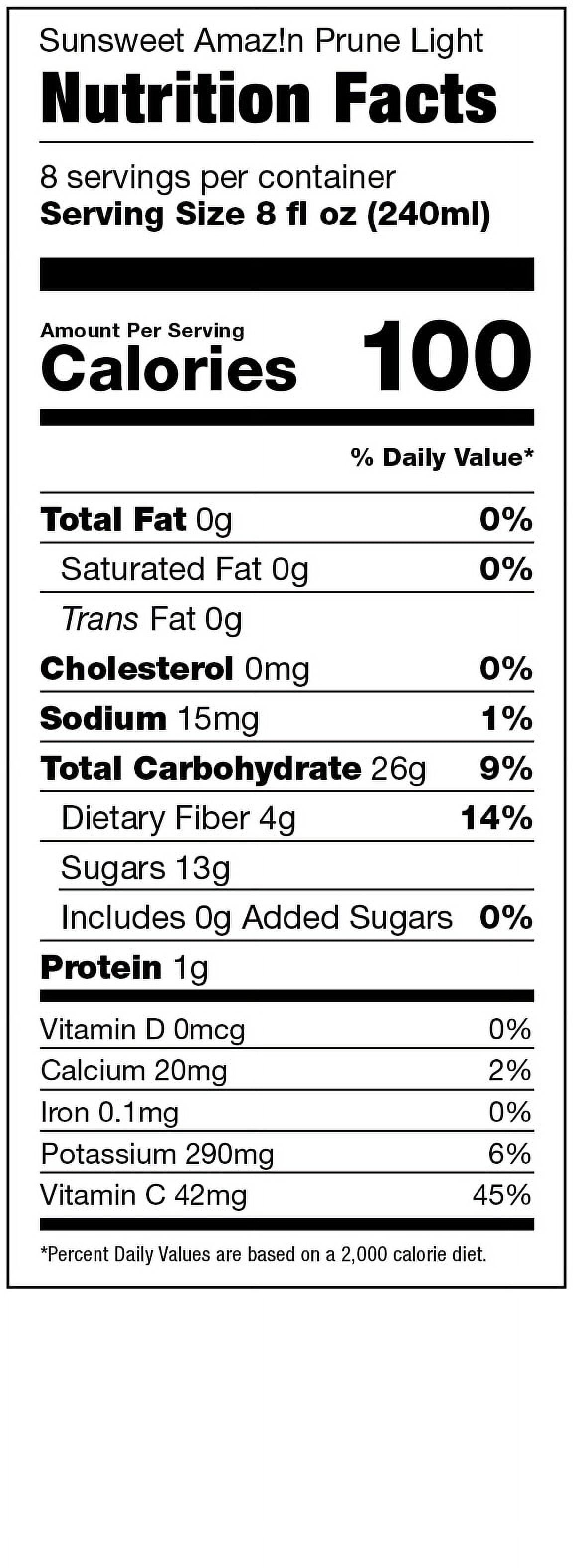 Sunsweet AmazIn Prune Juice Light - High Fiber, Low Fat, No Added Sugar - 64 Oz Juice, 1 Count