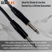 Gearlux Instrument Cable/Professional Guitar Cable 1/4 Inch to 1/4 Inch, Black, 25 Foot