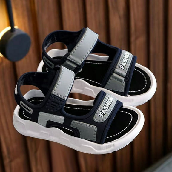 Conairie Sandals For Girls Open Toe Adjustable Hook And Loop Water Sandals Kids Lightweight Casual Sports Sandals Blue 3-3.5 Y