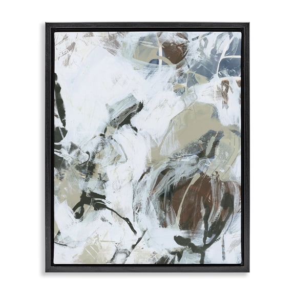 Stupell Industries Contemporary Expressive Neutral Abstraction Black Floating Frame Canvas Art, 17 x 21, by June Erica Vess