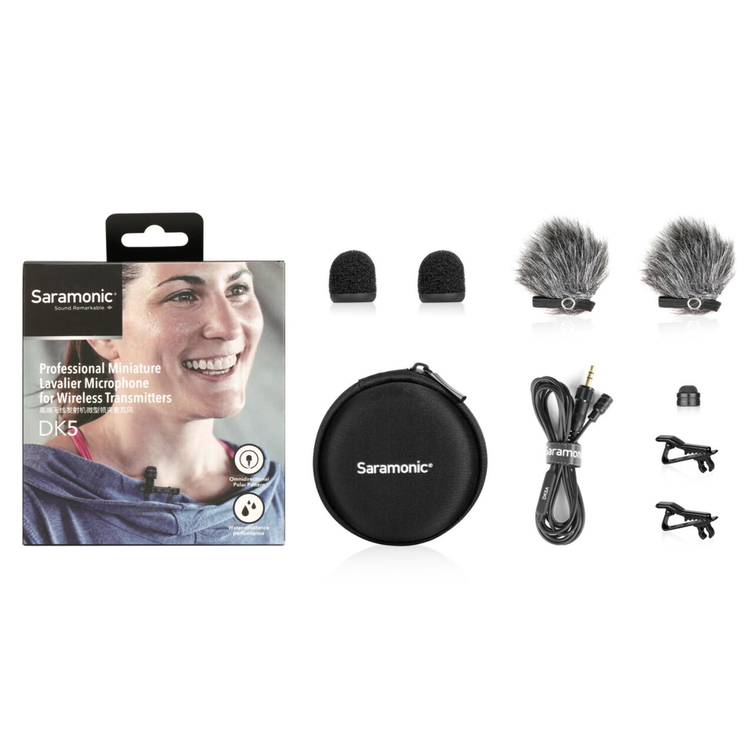 DK5A Pro Water-Resistant Omni Lavalier w/ Locking 3.5mm TRS for Saramonic, Sennheiser, Rode  More