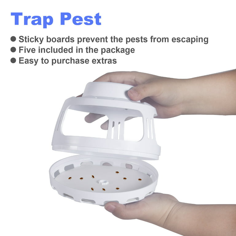 Flea Trap Electric Pest Trap Warm & Blue LED Light with 10 Pieces Sticky Board Refills - Children Pets Safe Flea Killer for Inside Your Home, Size: 1