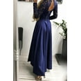 thumbnail image 3 of Robe de Soirée Dos Nu en Dentelle Col en V Bleu Foncé pour Femmes, 3 of 6