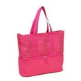 thumbnail image 4 of No Boundaries Women’s Beach Bag with Zip Bottom Cooler Fuchsia Sizzle Perforated, 4 of 5