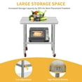 thumbnail image 3 of Uforic Commercial Stainless Steel Work Table with Wheels, 30" x 24", Adjustable Storage, Durable, Rust-Resistant 2-Shelf Utility Table, 3 of 5