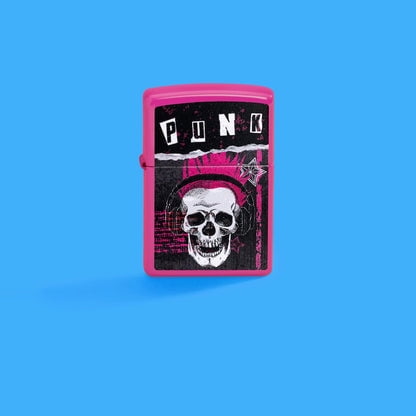 Zippo Lighter - Customized Engraved Message on Windproof Punk Skull Design 46430