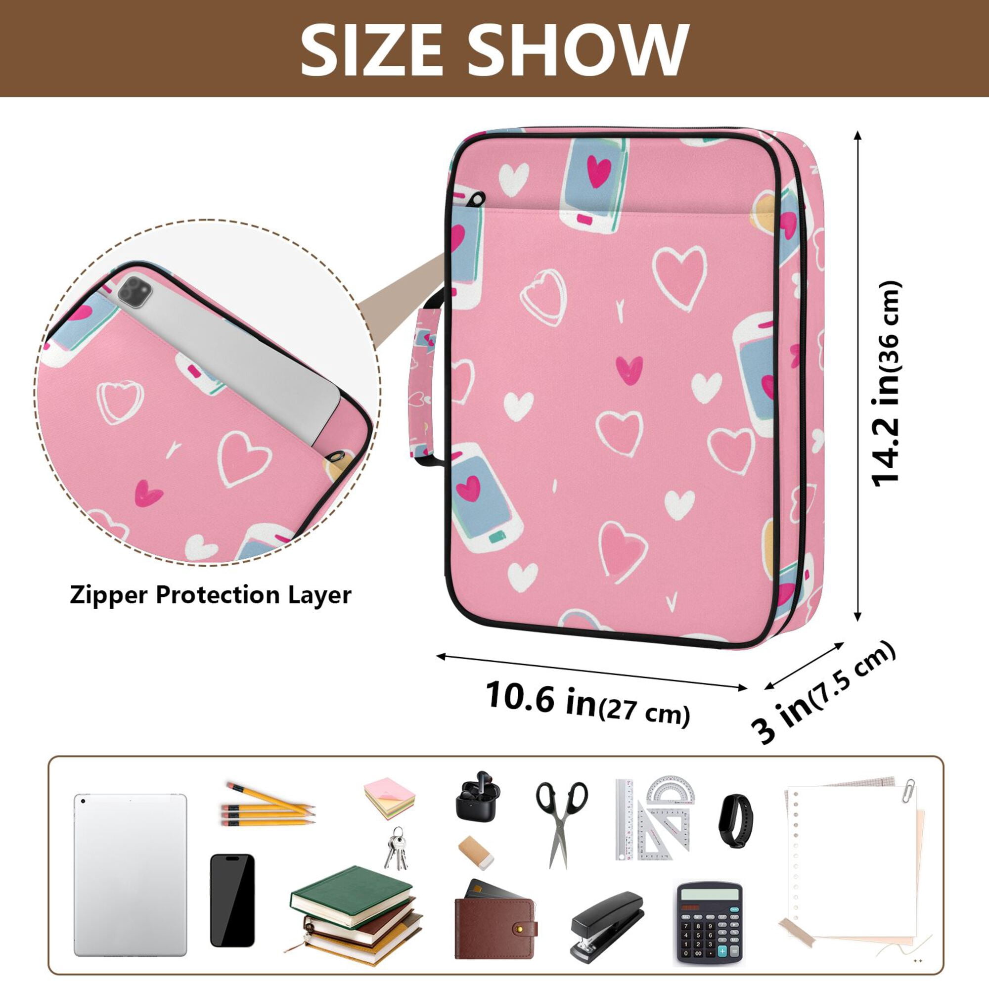 FORMRS Accordion File Folder A4 Size 7-Pocket Expanding Document Organizer Bag with 3 Ring Binder, Love Connection