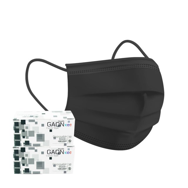 Cubrebocas para Niños Gaon 100pz Negro Tricapa