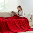 thumbnail image 5 of Nestl Cut Plush Fleece Blanket, Soft Lightweight Fuzzy Luxury King Size Bed Blankets for Bed, King, Cherry Red, 5 of 6